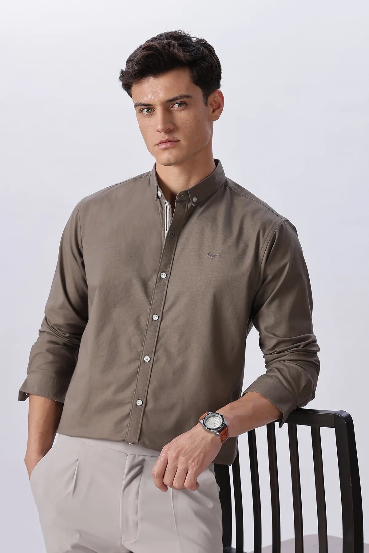 Granada Olive Pre-washed Oxford Shirt