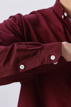 Bordeaux maroon Pre-washed Oxford Shirt