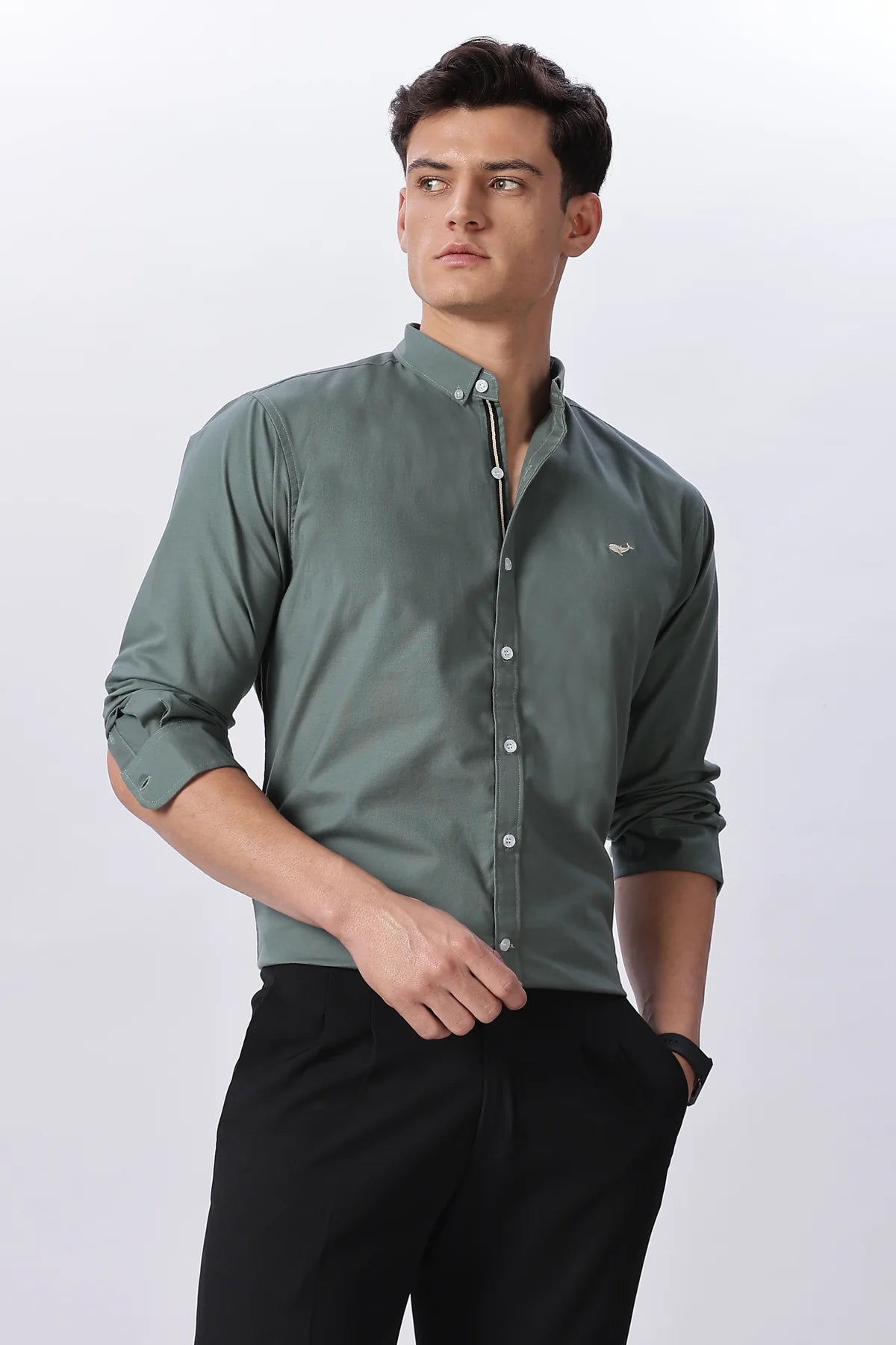 Olive Mist Pre-washed Oxford Shirt