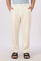 Linen-style 100% Cotton Straight Fit Cream Pant