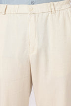 Linen-style 100% Cotton Straight Fit Cream Pant