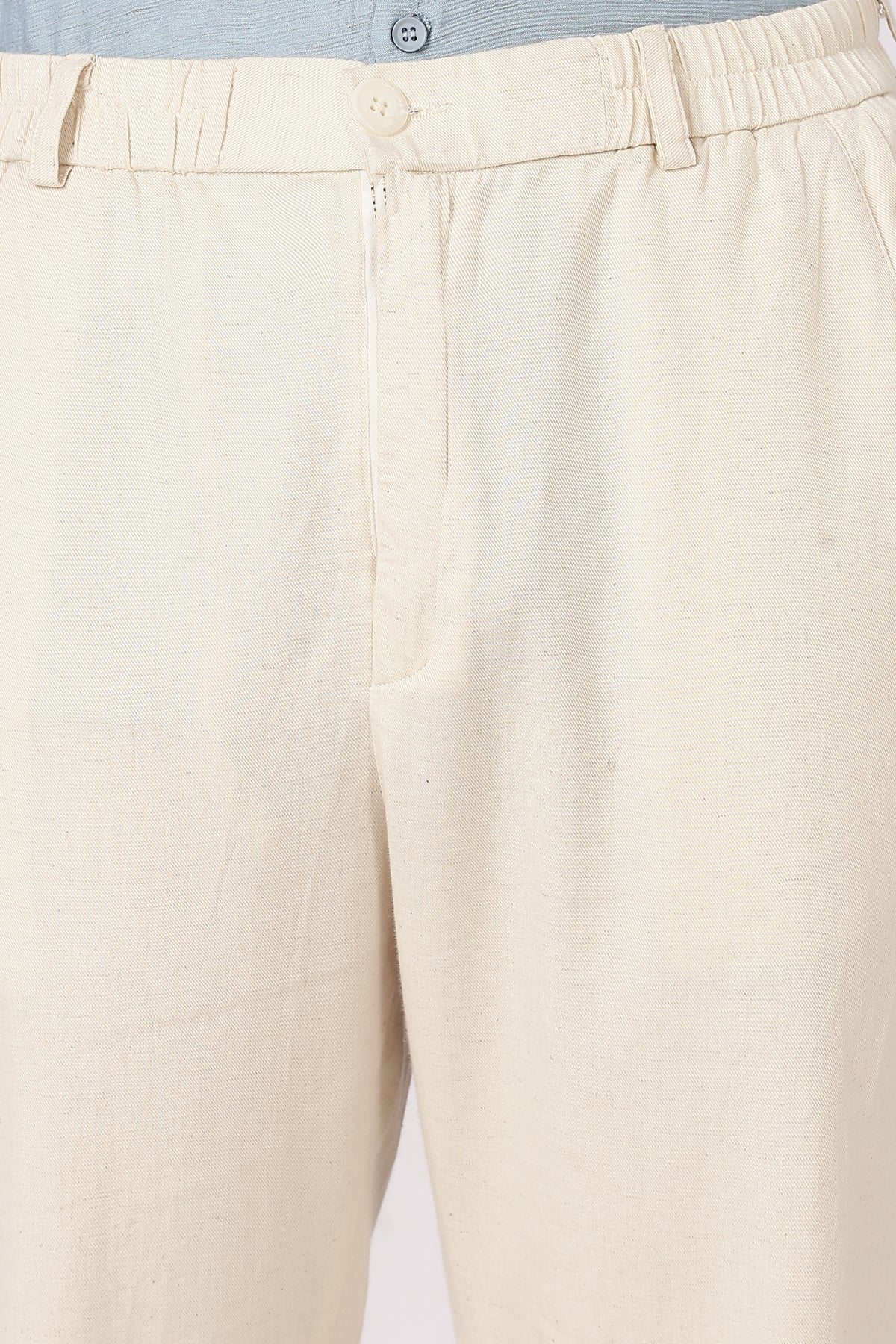 Linen-style 100% Cotton Straight Fit Cream Pant