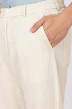 Linen-style 100% Cotton Straight Fit Cream Pant