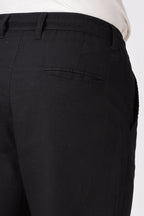Linen-style 100% Cotton Straight Fit Black Pant