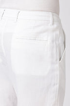 Linen-style 100% Cotton Straight Fit White Pant