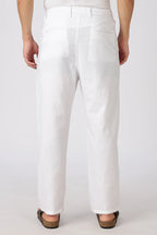 Linen-style 100% Cotton Straight Fit White Pant