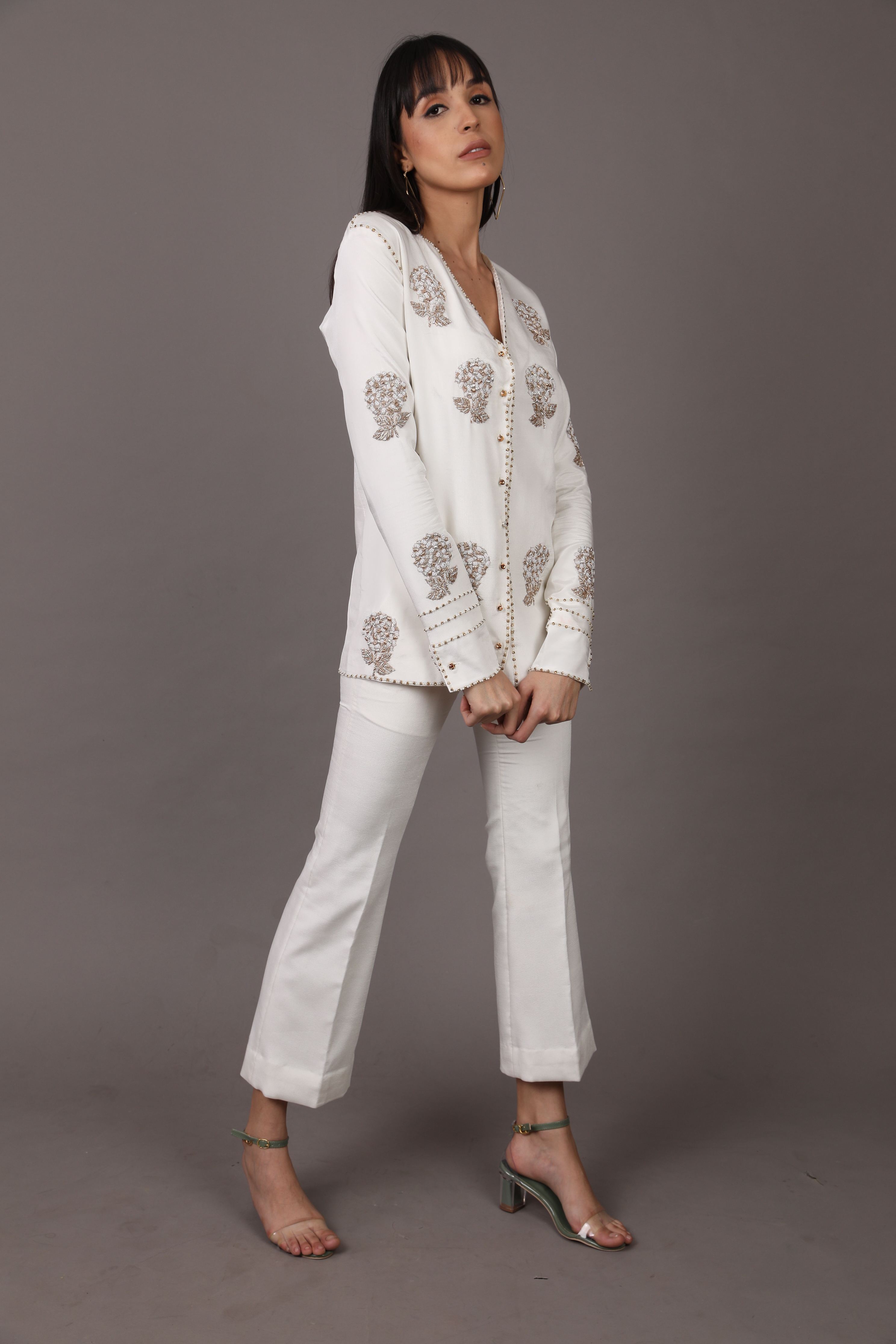 Front Open Jacket with Bell Bottom Pant