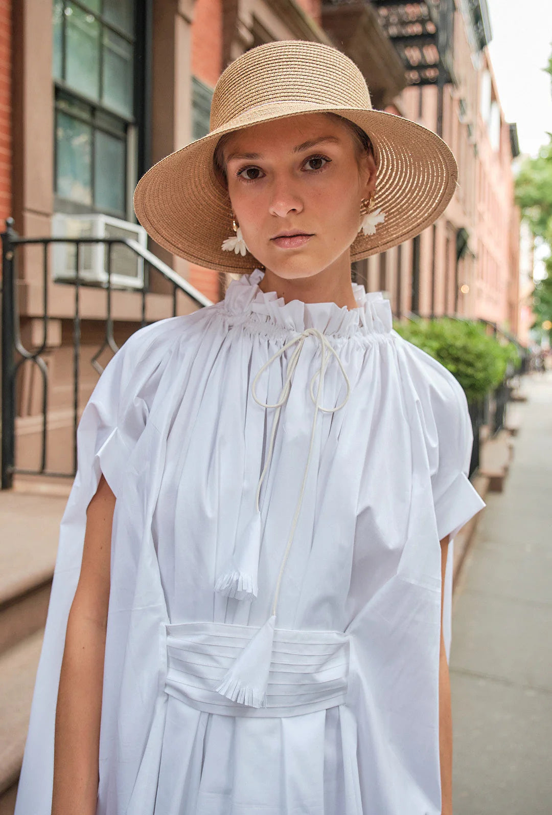 White Cotton Cerulean Dress – Murzban