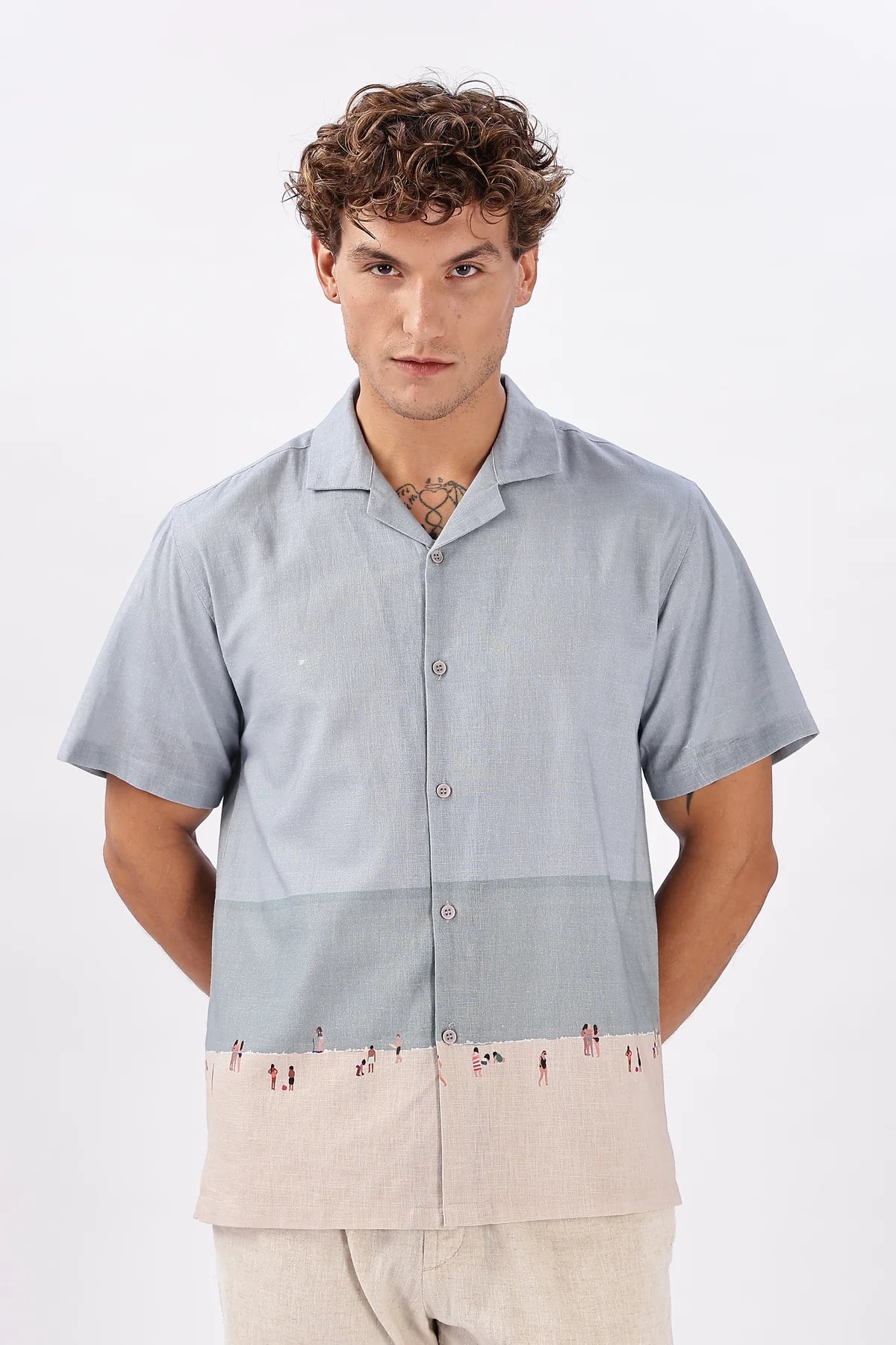 Postcard Silence Cuban Collar Beachscape Shirt