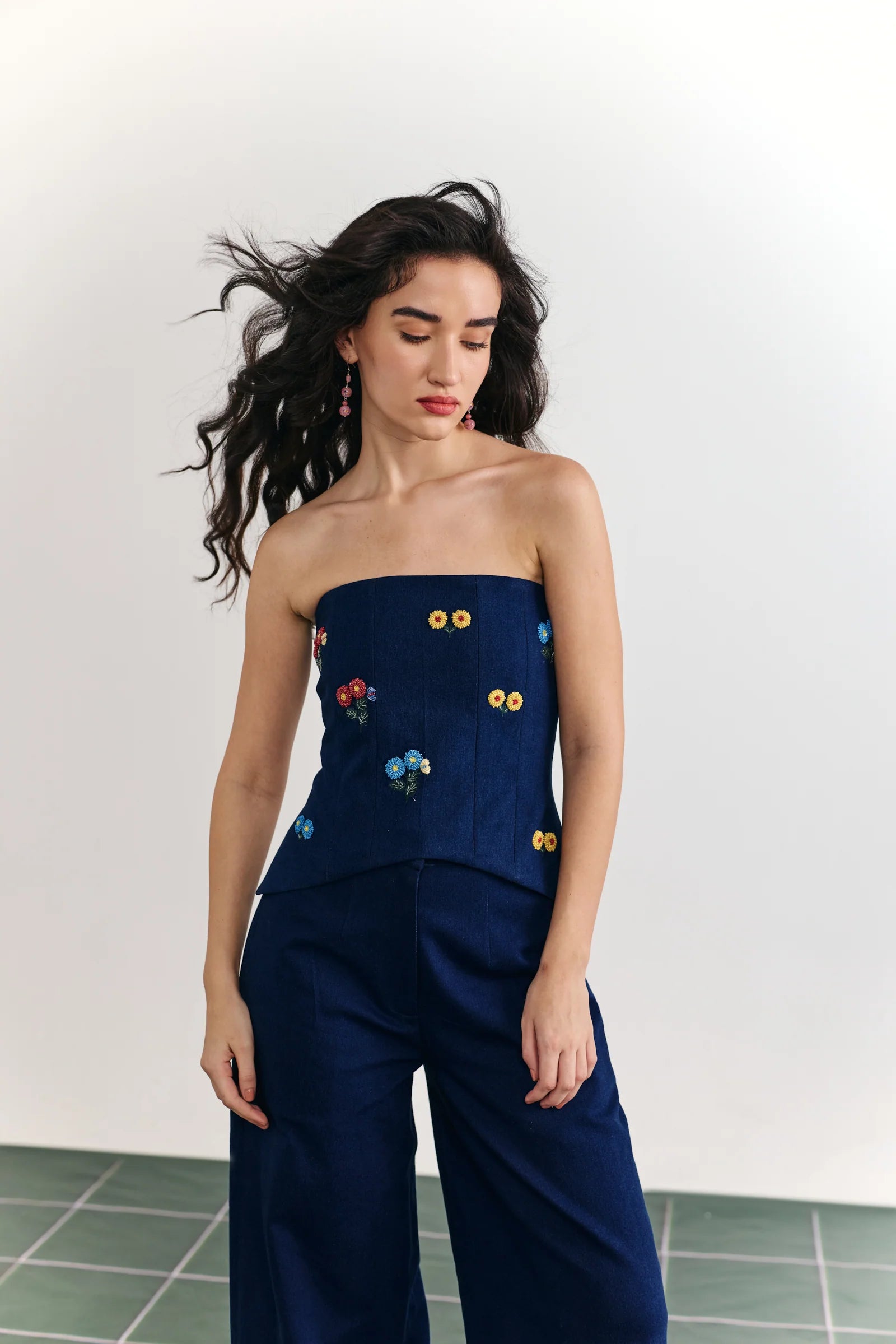 Denim Fleur Corset