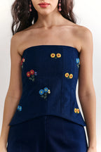 Denim Fleur Corset