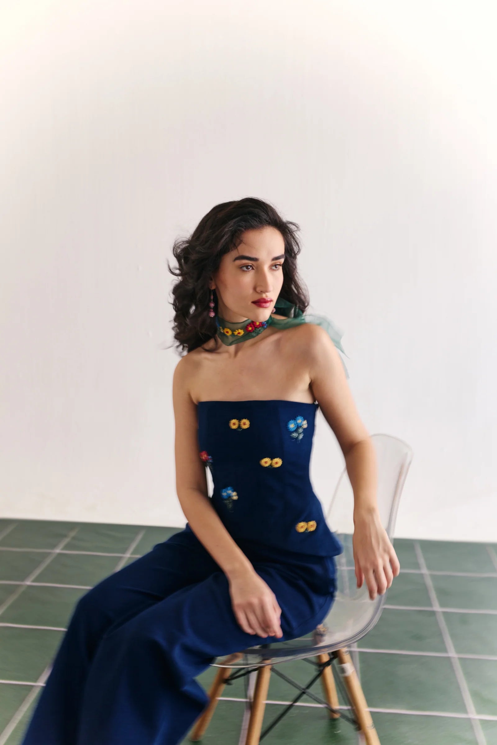 Denim Fleur Corset