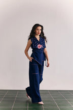 Denim Statement Collar Vest