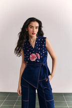 Denim Statement Collar Vest