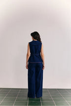 Denim Statement Collar Vest