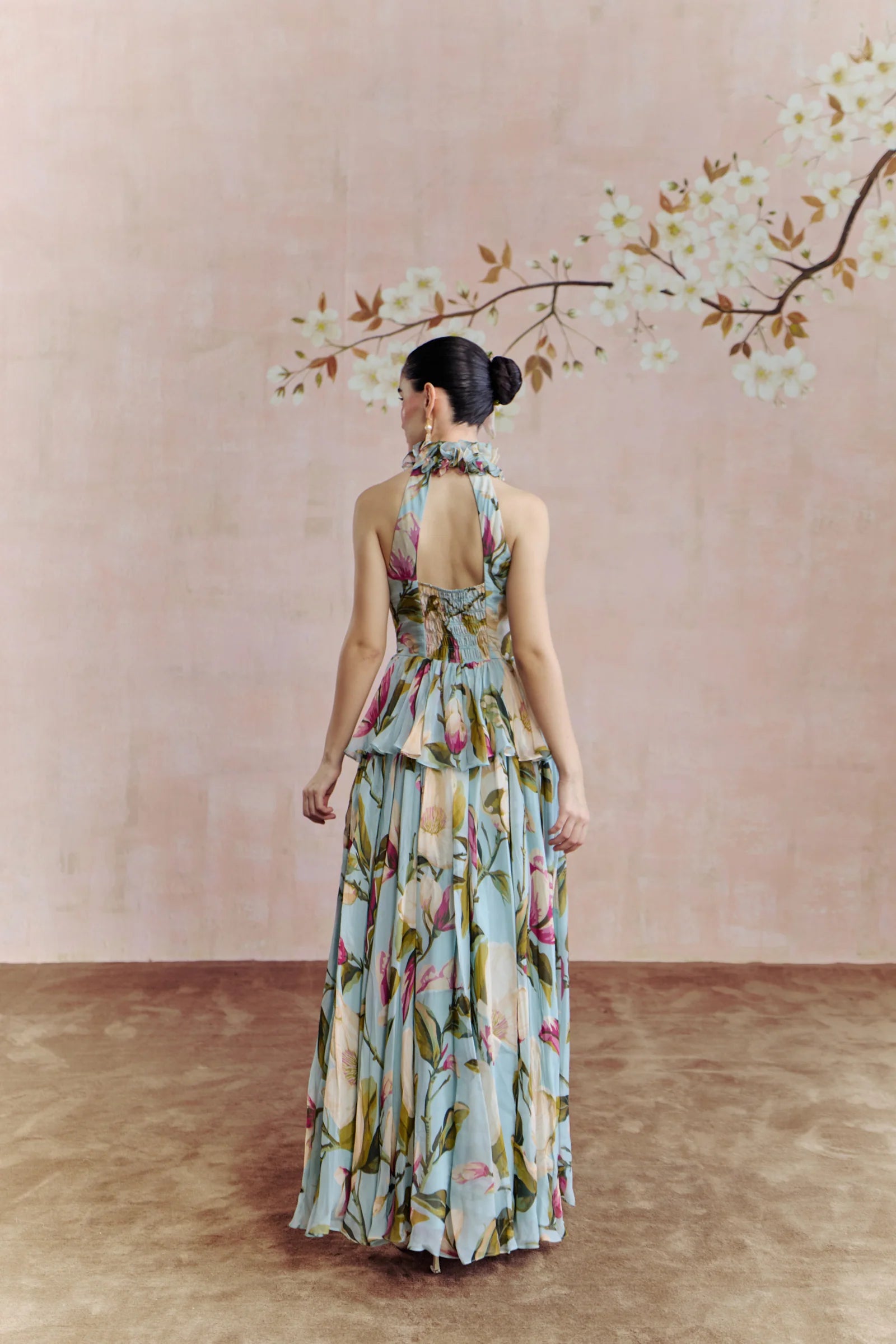Magnolia halter-neck maxi dress