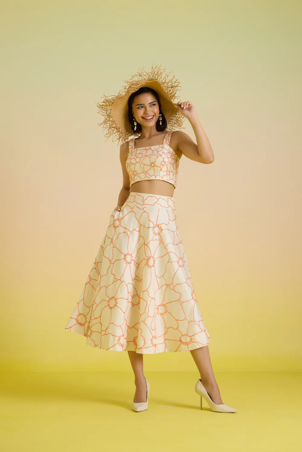 Ivory dusk embroidered skirt