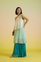 Mint- cascade tier dress
