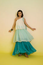 Mint- cascade tier dress