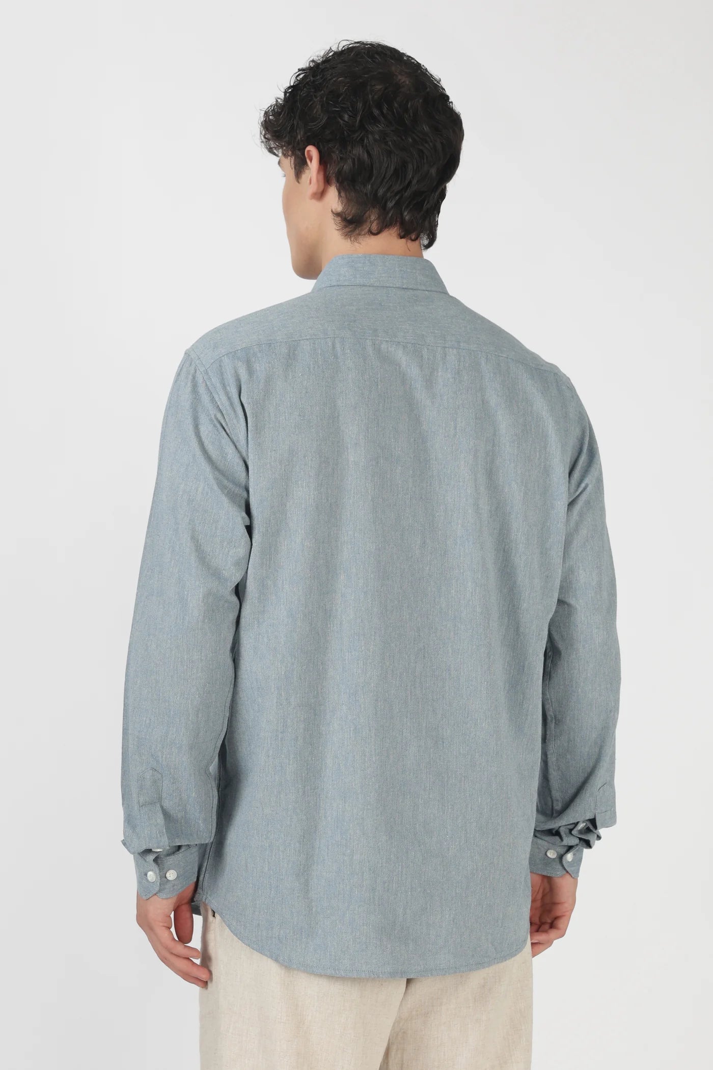 Desert Leopard Cotton Regular Fit Sky blue Embroidered Shirt