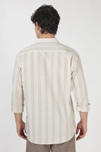 Citrus Spritz Cotton Regular Fit Beige Embroidered Shirt