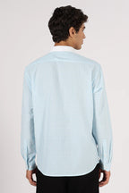 Palm Drive Cotton Regular Sky blue Embroidered Shirt