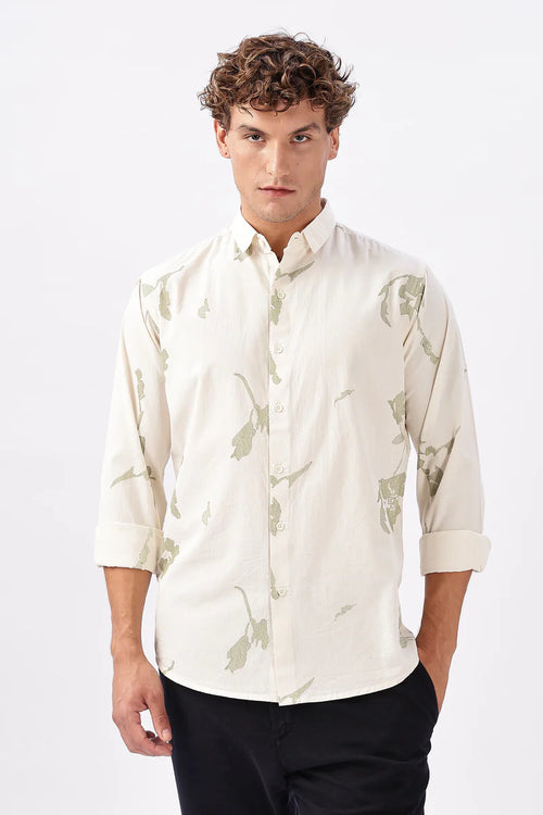 "Whispers in Sage" Embroidered Shirt
