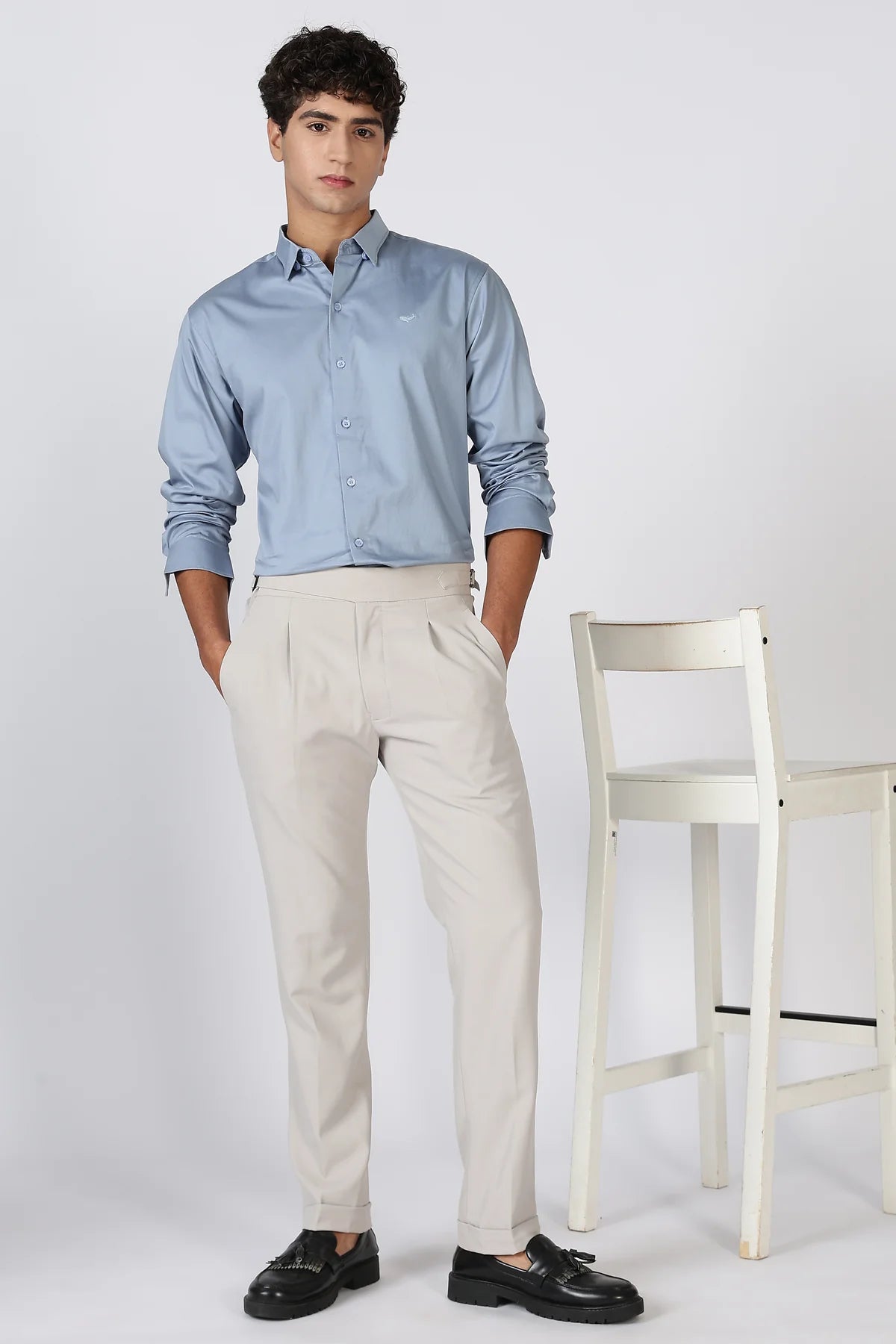Steel Grey Cinematic Satin 100% Giza Cotton Shirt