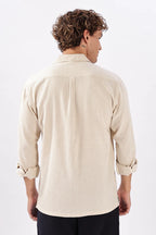 Costa Biege Sahara Box Fit Embroidery Shirt
