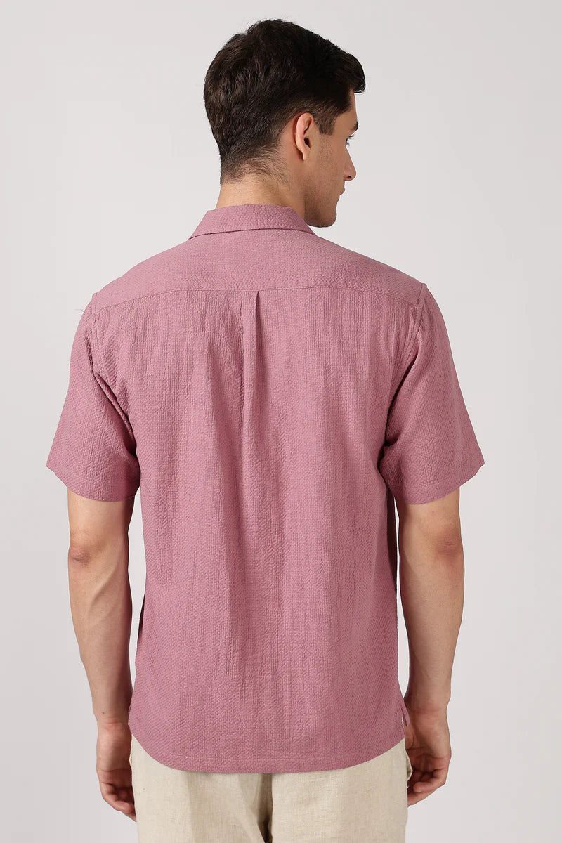 Playful Paws Cotton Box Fit Pink Embroidered Shirt
