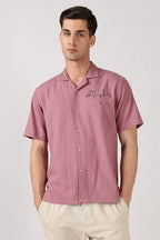 Playful Paws Cotton Box Fit Pink Embroidered Shirt
