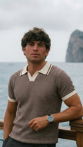 Desert Dune Knit Slim Fit Brown Polo T-Shirt