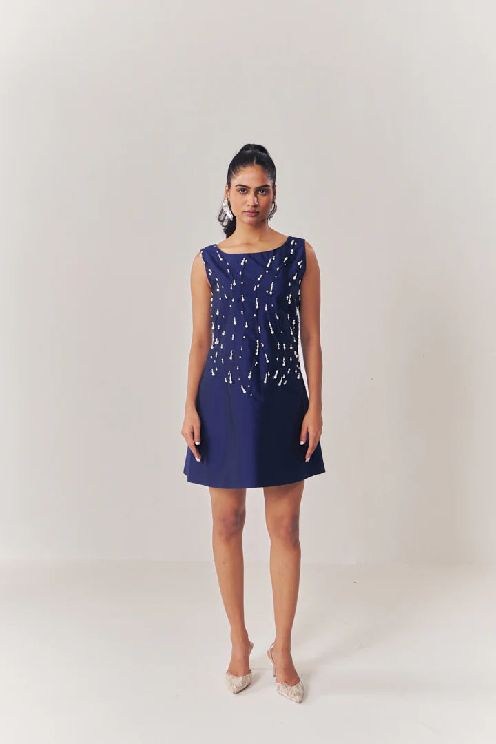 Sapphire sparkle A-line dress