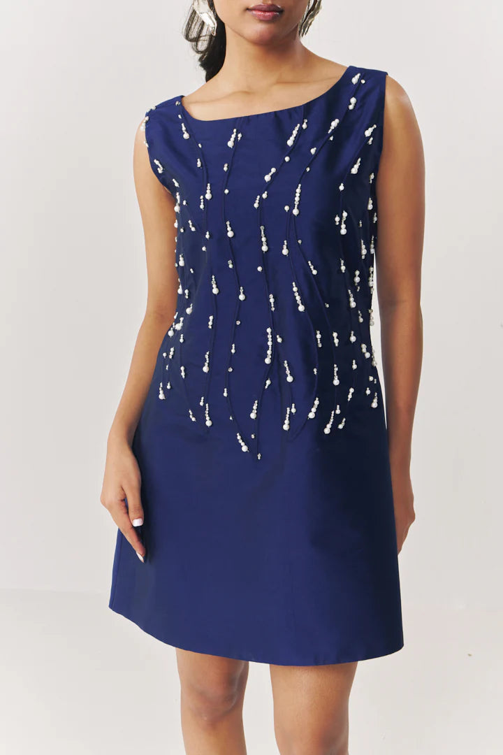 Sapphire sparkle A-line dress