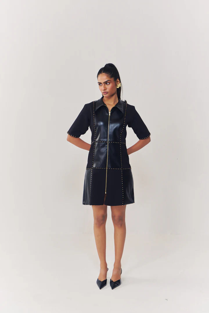 Regalia detailed short dress with sleeves