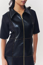 Regalia detailed short dress with sleeves