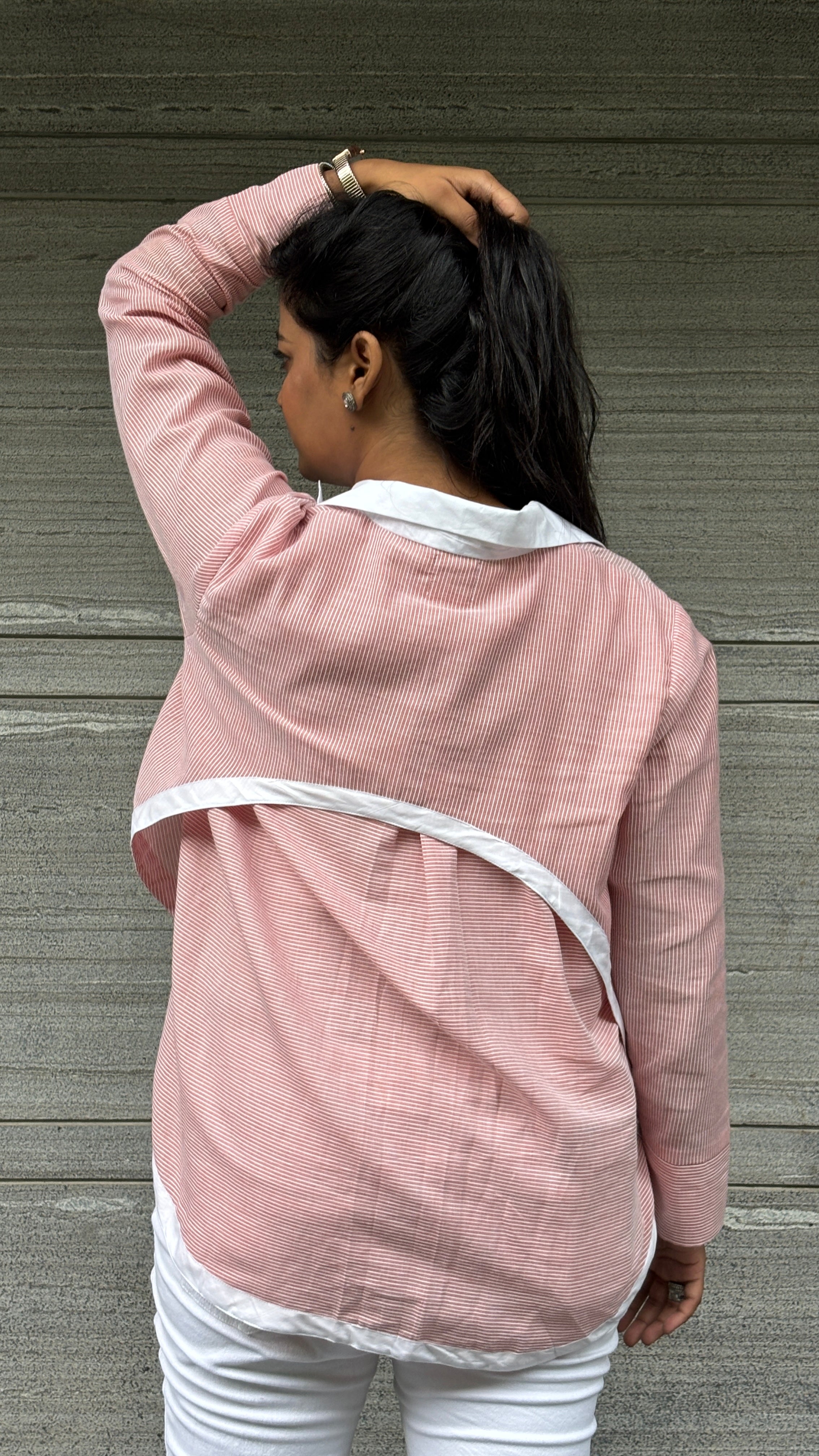 Back Pipin Shirt (blue & pink)