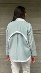 Back Pipin Shirt (blue & pink)