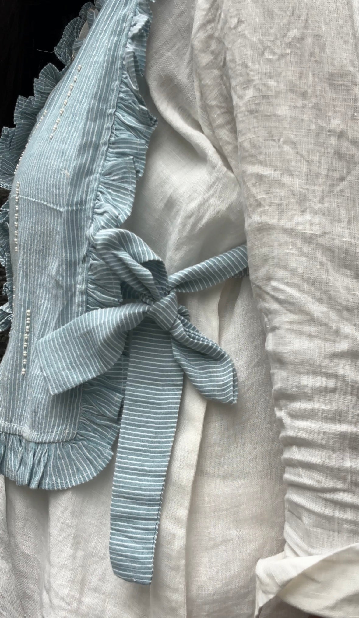 Blue Frill Pearl Vest