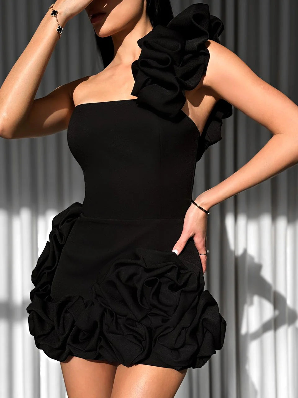 Black Ruffle Shuffle Dress