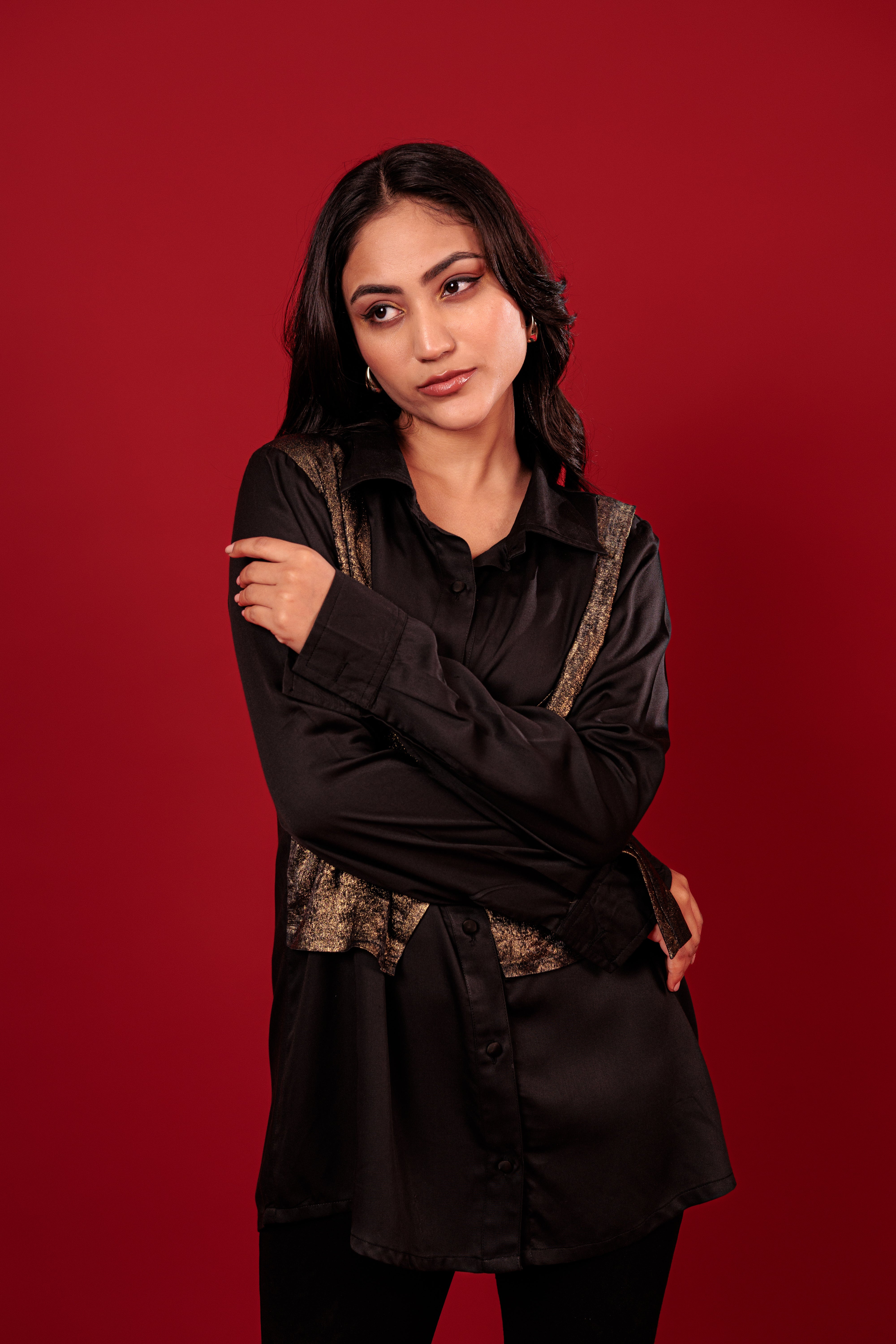 Noir Gold Drape Shirt