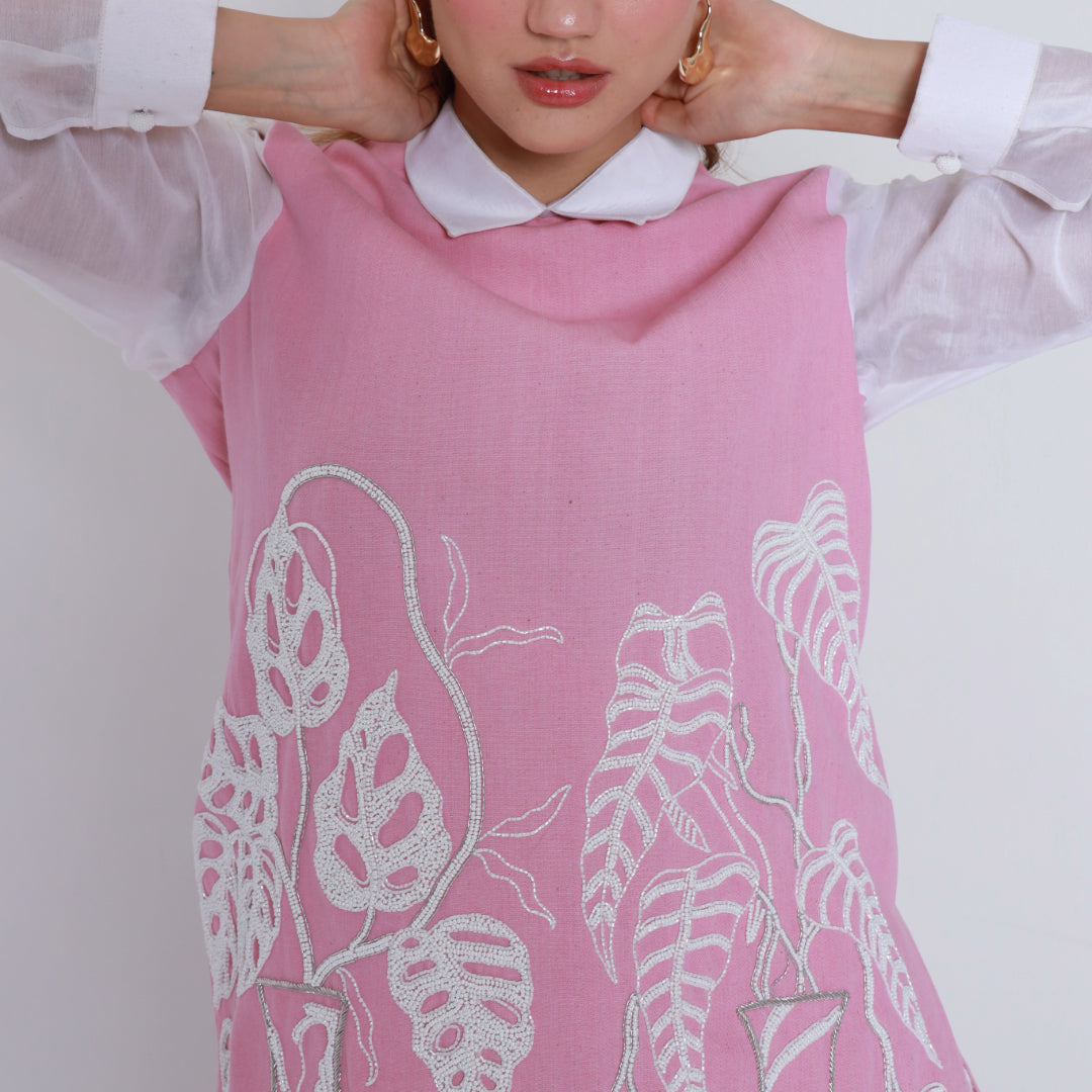 Flower Vase Pink Co-ord With White Sleeves