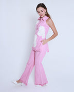 Halter Neck Sleeveless Pink Denim