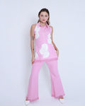 Halter Neck Sleeveless Pink Denim