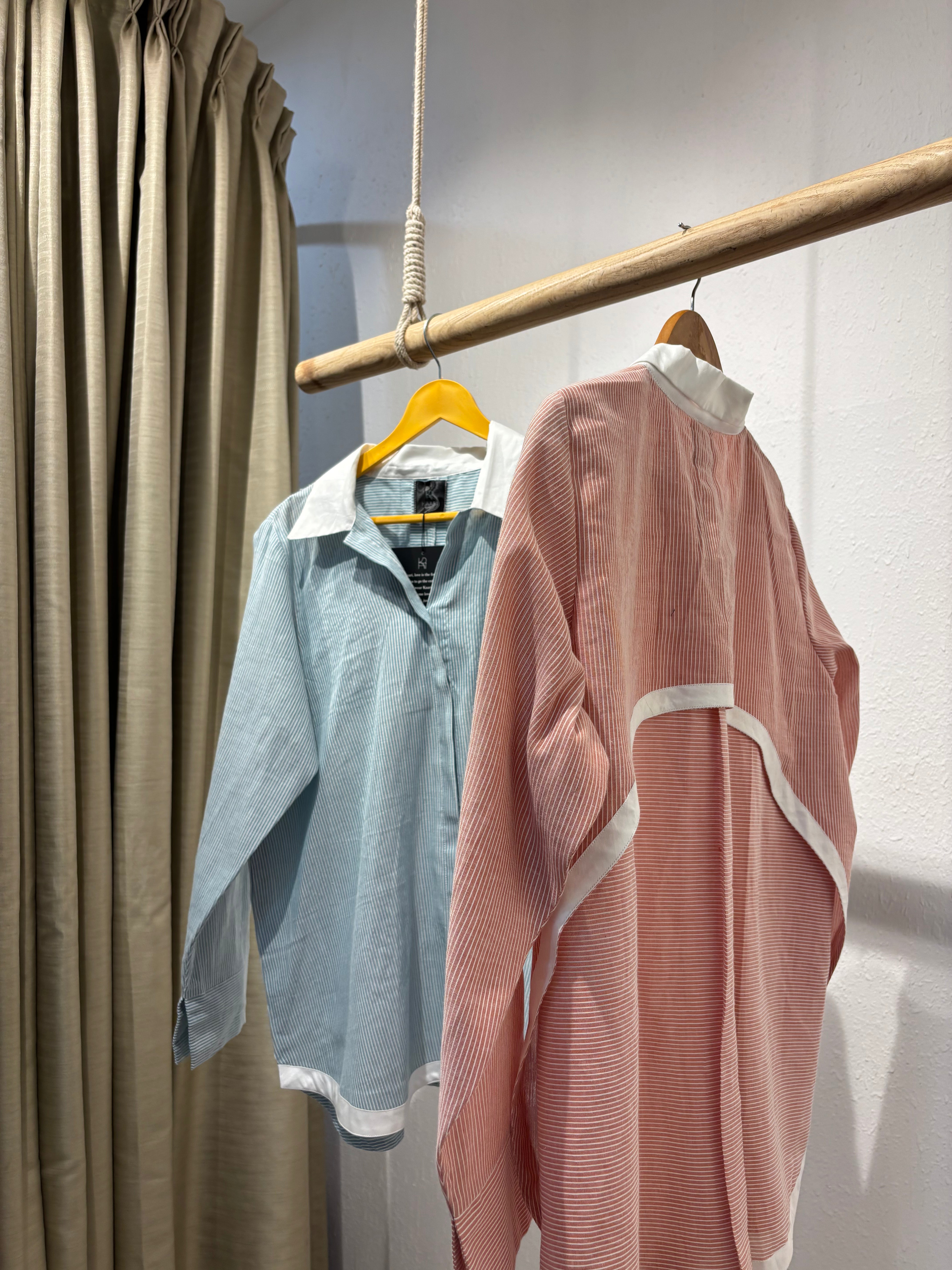 Back Pipin Shirt (blue & pink)
