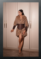 Beige Long fur coat