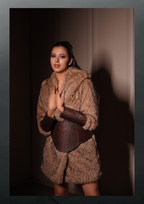 Beige Long fur coat