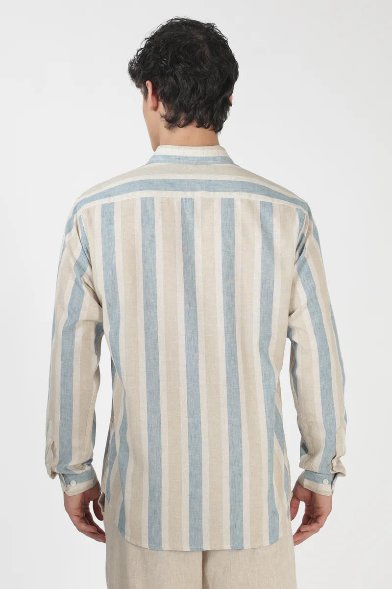 Lemon Cooler Cotton Regular Fit Sky Blue Embroidered Shirt