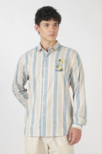 Lemon Cooler Cotton Regular Fit Sky Blue Embroidered Shirt