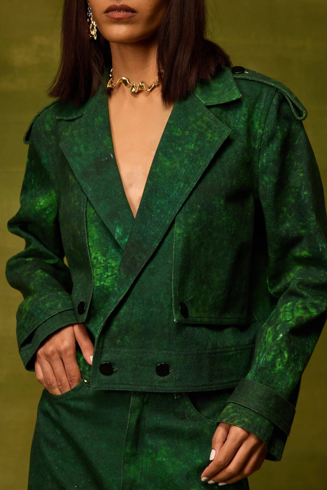 Emerald Muse Cropped Jacket